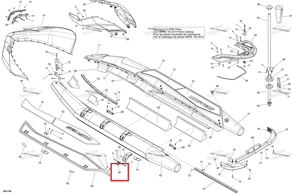 Деталь 291004167 на схеме узла 2018 Sea-Doo SAR 155 Body