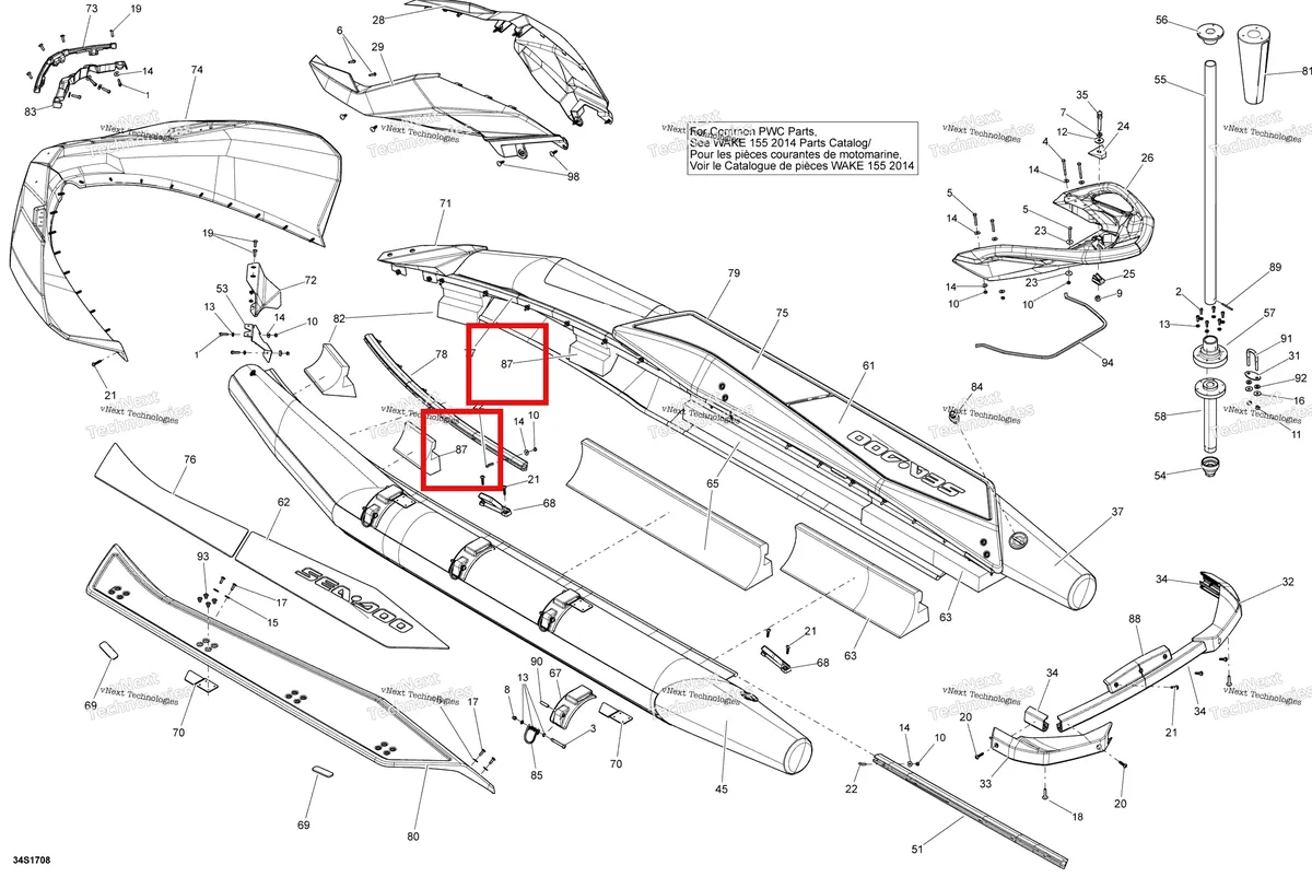 Деталь 291004187 на схеме узла 2018 Sea-Doo SAR 155 Body