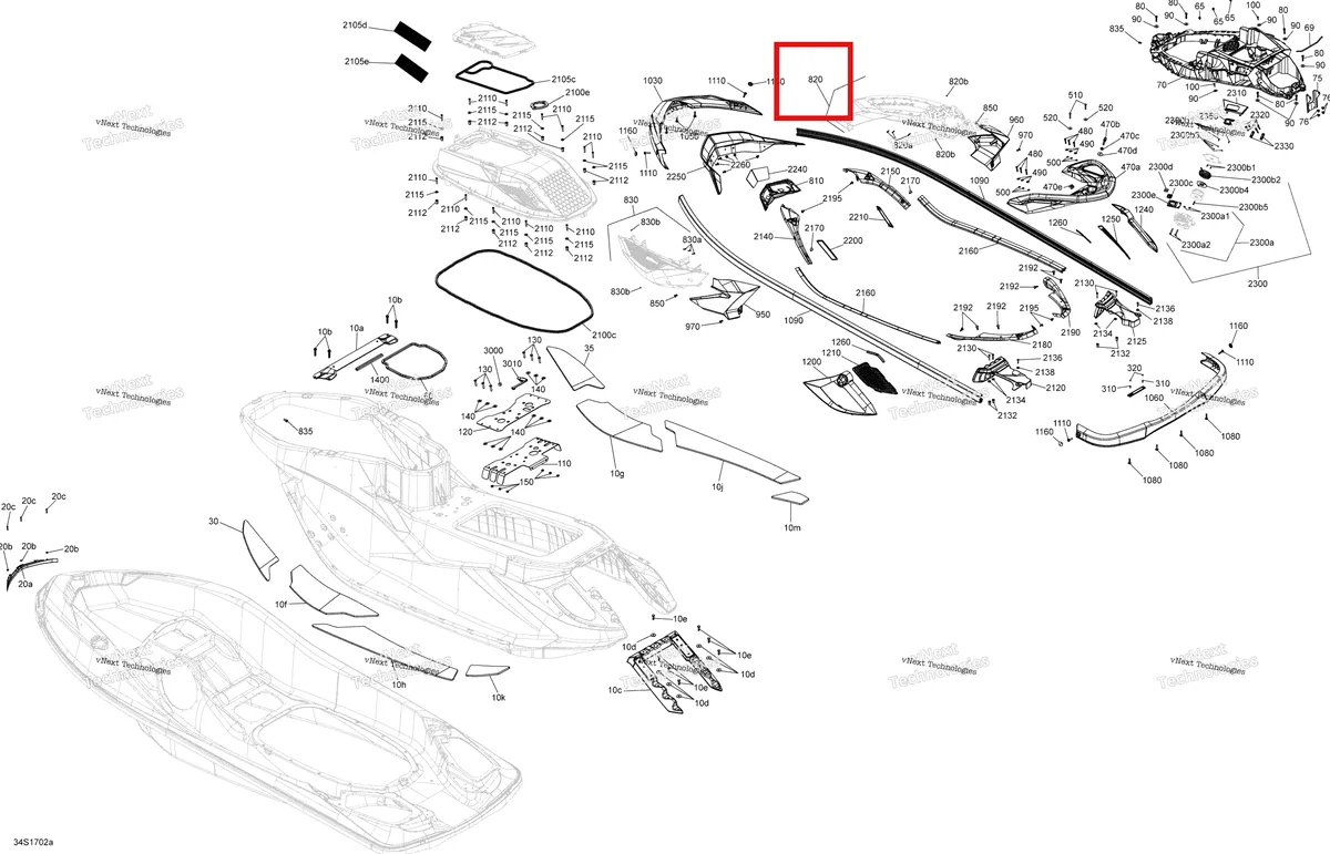 Деталь 291004202 (Передний правый COSMETIC ASS модель GTX iS Sea-Doo GTX (2016) (291004202)) на схеме узла 2017 Sea-Doo GTX Body - Gtx S 155, Gtx Ltd S 260