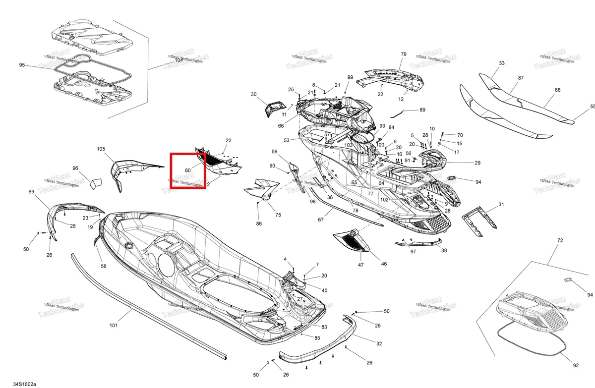 Деталь 291004205 (FRONTLH COSMETIC ASS модель GTX iS Sea-Doo GTX (2016) (291004205)) на схеме узла 2016 Sea-Doo GTX Body - With Suspension