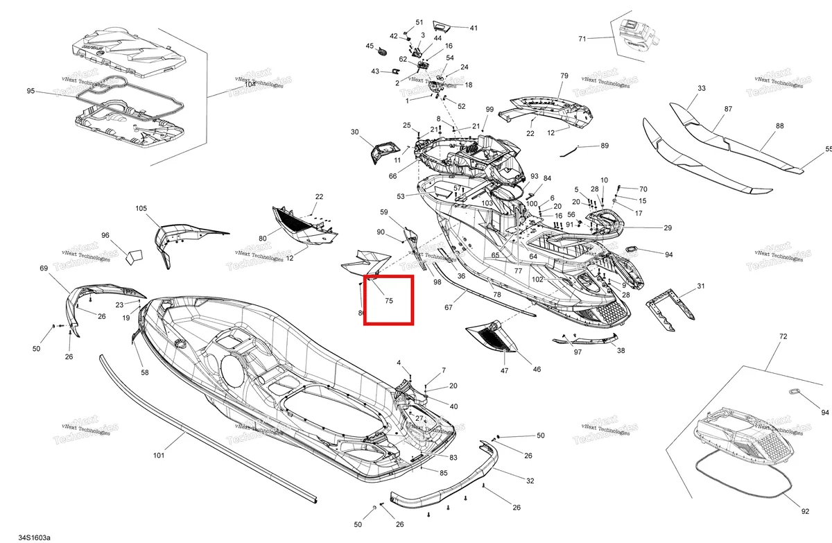 Схема применяемости: Левый COSMETIC Sea-Doo RXT (2016) (291004208)