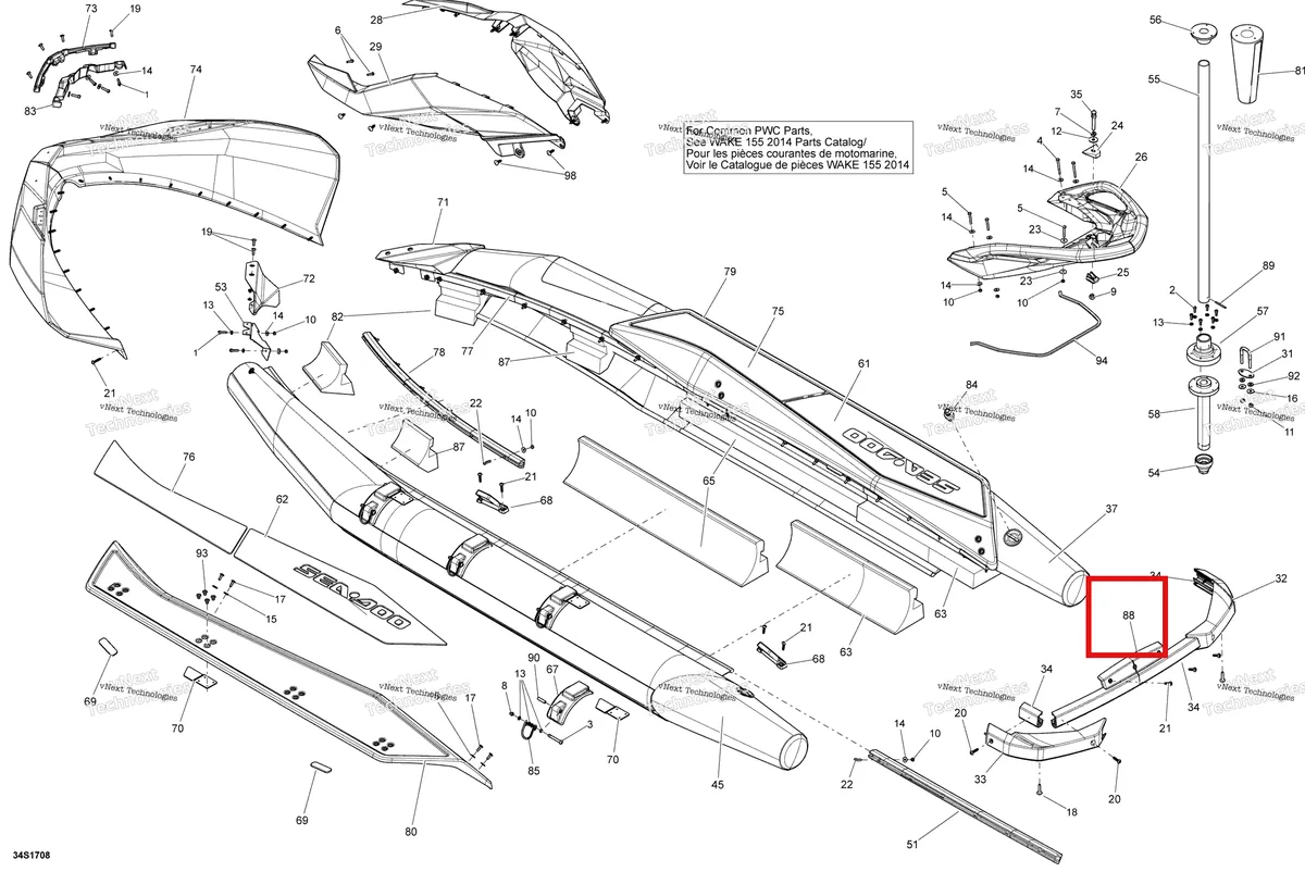 Деталь 291004213 на схеме узла 2018 Sea-Doo SAR 155 Body