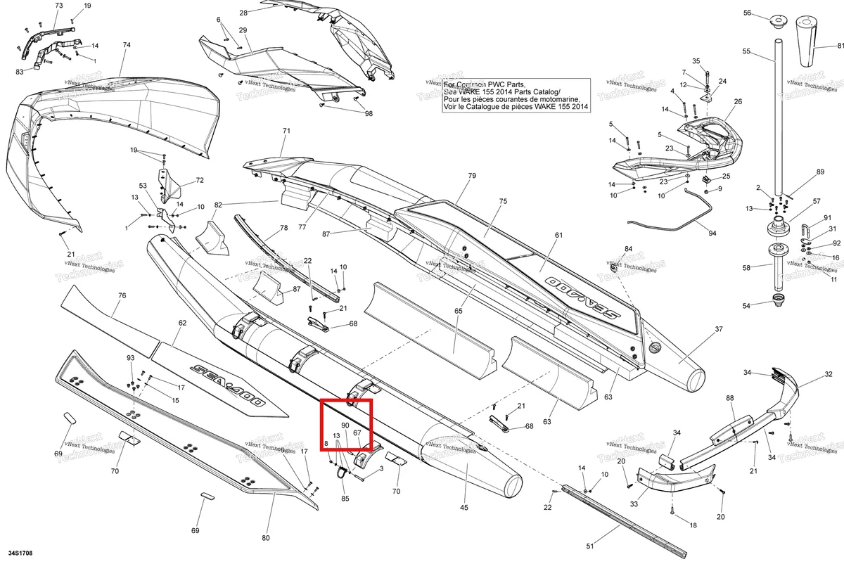 Деталь 291004219 на схеме узла 2018 Sea-Doo SAR 155 Body