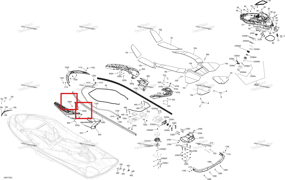 Деталь 291004236 (Передний правый COSMETIC ASS Package LTD Sea-Doo GTX (2016) (291004236)) на схеме узла 2017 Sea-Doo GTX Body - Gtx Ltd 230, Gtx Ltd 300