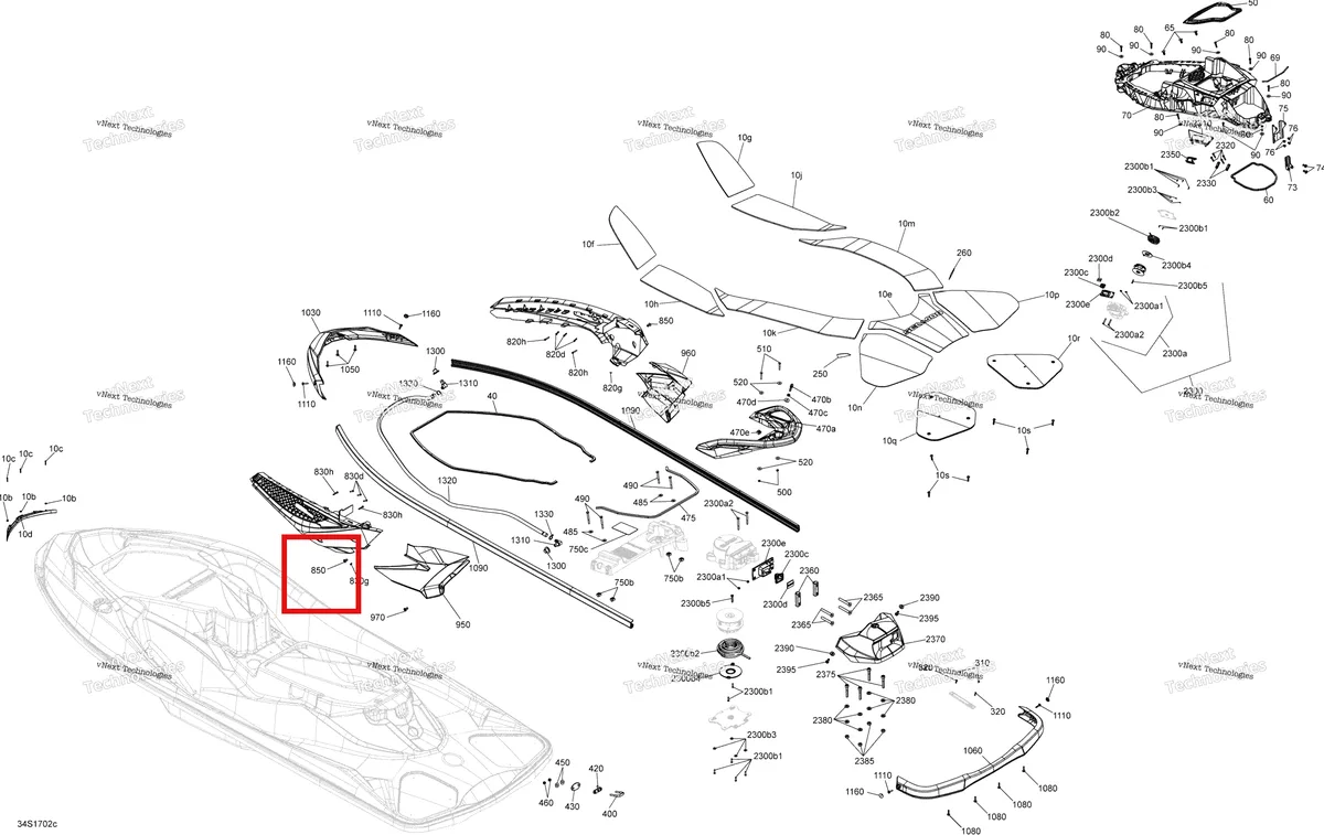 Деталь 291004237 (Передний левый COSMETIC ASS Package LTD Sea-Doo GTX (2016) (291004237)) на схеме узла 2017 Sea-Doo GTX Body - Gtx Ltd 230, Gtx Ltd 300
