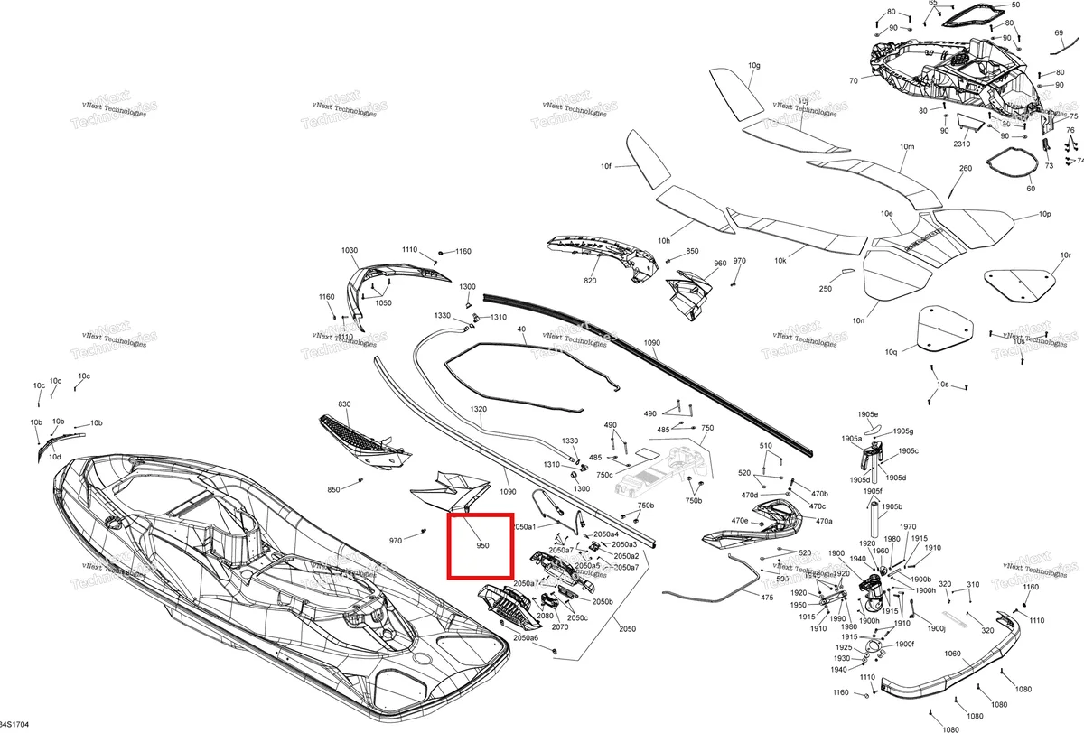 Деталь 291004240 на схеме узла 2017 Sea-Doo WAKE PRO Body - All Models