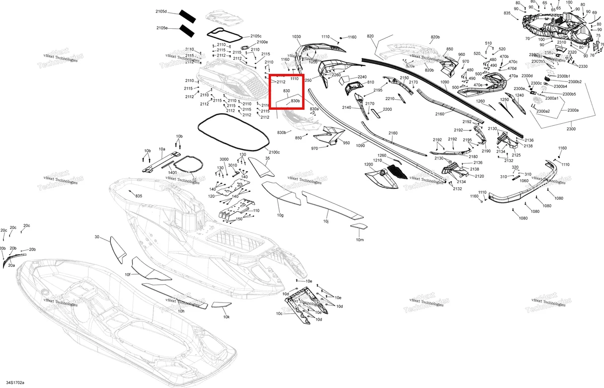 Деталь 291004251 (FRONTLH COSMETIC ASS модель GTX S Sea-Doo GTX (2016) (291004251)) на схеме узла 2017 Sea-Doo GTX Body - Gtx S 155, Gtx Ltd S 260