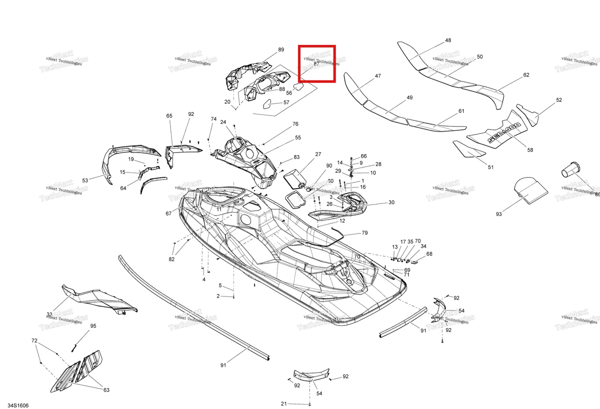 Деталь 291004261 на схеме узла 2016 Sea-Doo GTI-GTR-GTS Body