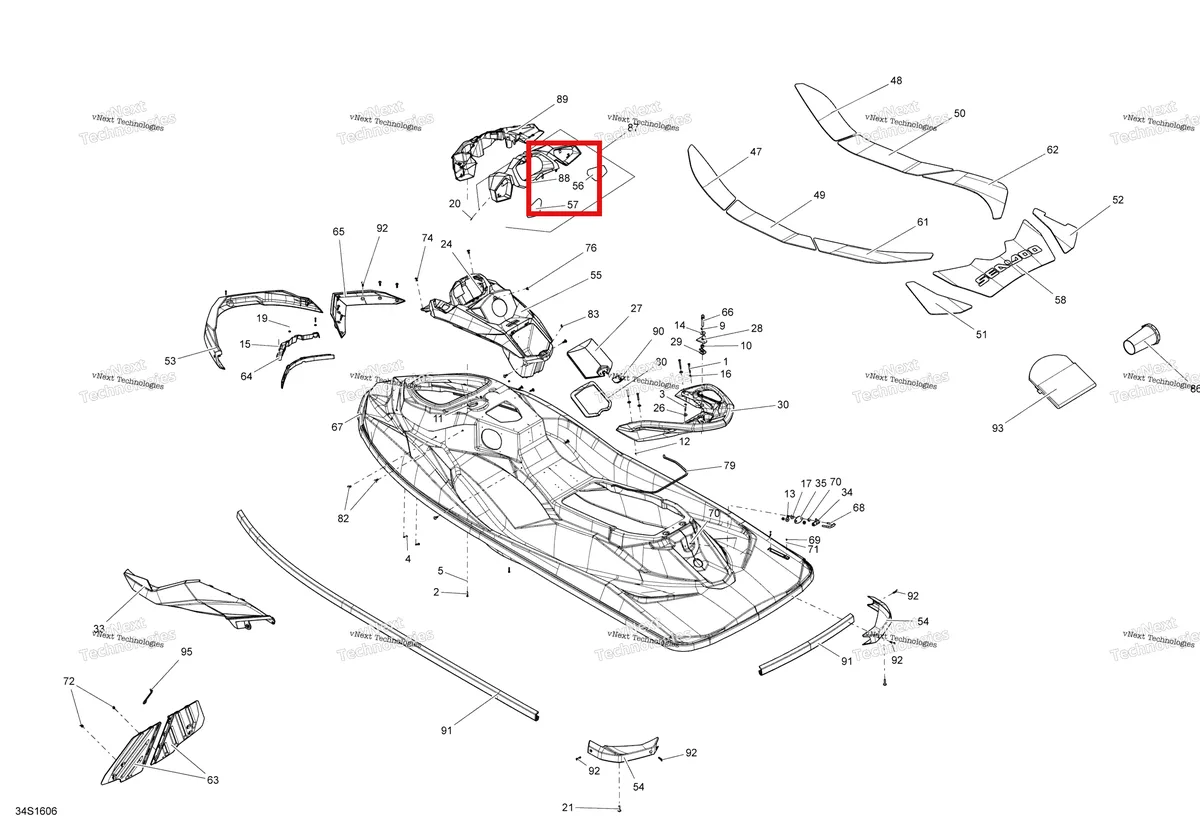 Деталь 291004267 на схеме узла 2016 Sea-Doo GTI-GTR-GTS Body