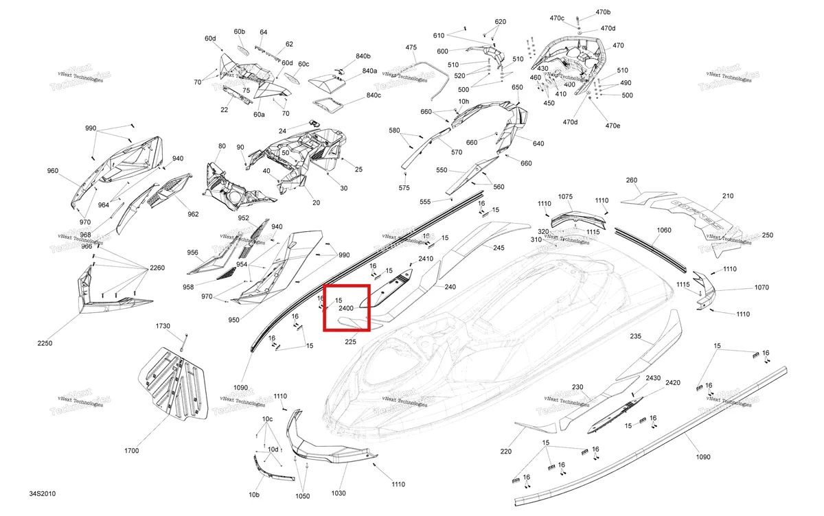 Деталь 291004317 (Подножка Sea-Doo RXP (2016) (291004317)) на схеме узла 2020 Sea-Doo RXP 300 Body
