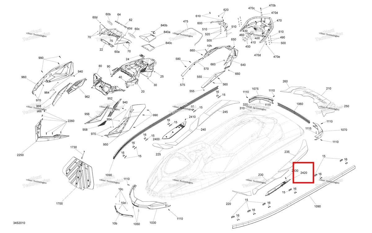 Деталь 291004319 (Подножка Sea-Doo RXP (2016) (291004319)) на схеме узла 2020 Sea-Doo RXP 300 Body
