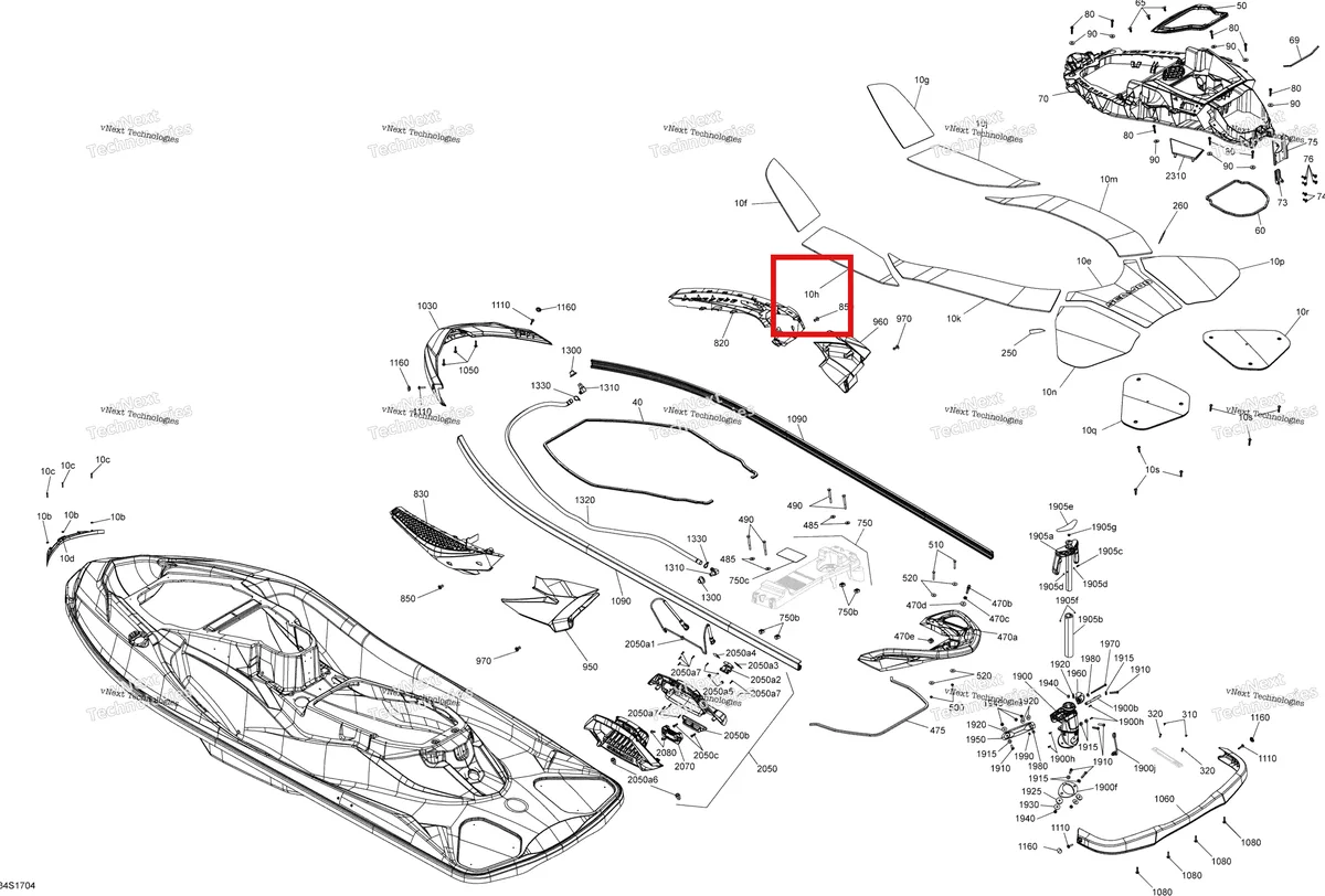Деталь 291004359 на схеме узла 2017 Sea-Doo WAKE PRO Body - All Models