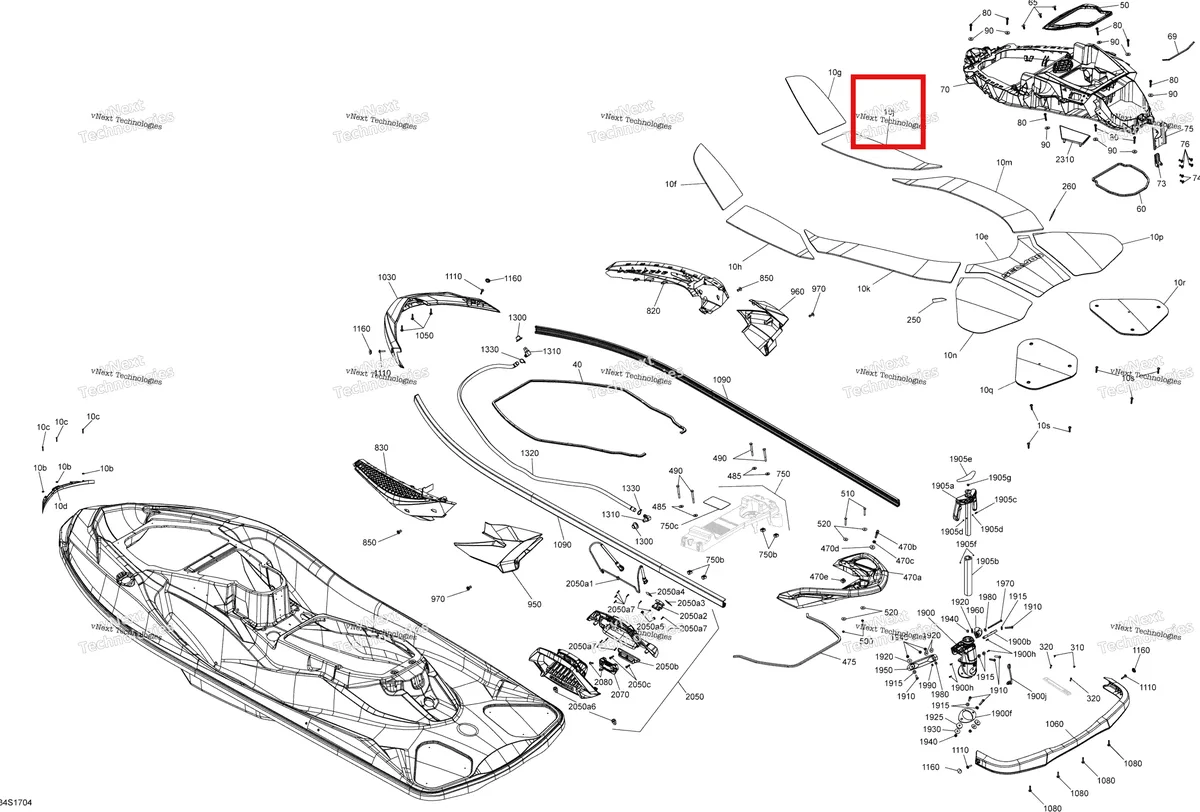 Деталь 291004360 на схеме узла 2017 Sea-Doo WAKE PRO Body - All Models