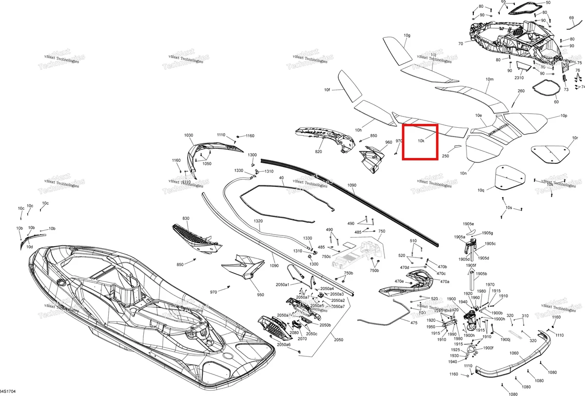 Деталь 291004361 на схеме узла 2017 Sea-Doo WAKE PRO Body - All Models