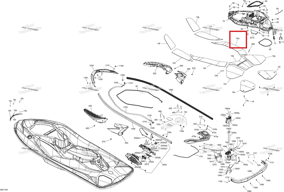 Деталь 291004362 на схеме узла 2017 Sea-Doo WAKE PRO Body - All Models