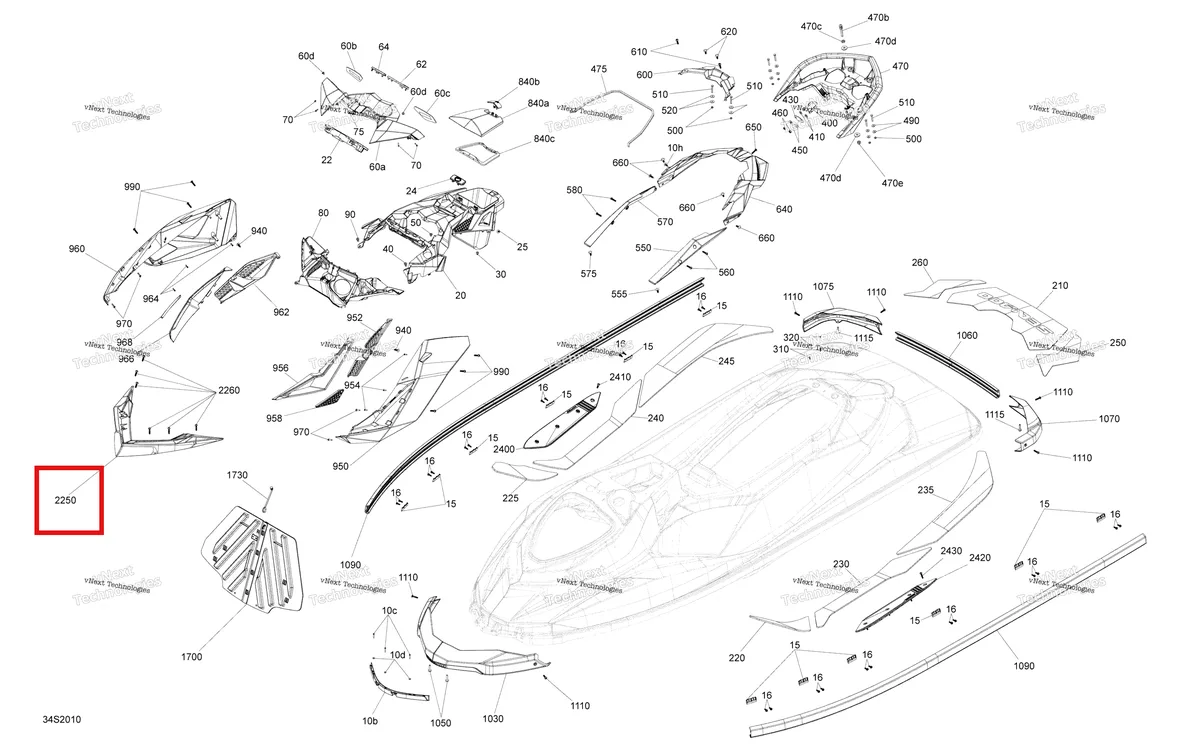 Деталь 291004367 (Дефлектор Sea-Doo RXP (2016) (291004367)) на схеме узла 2020 Sea-Doo RXP 300 Body