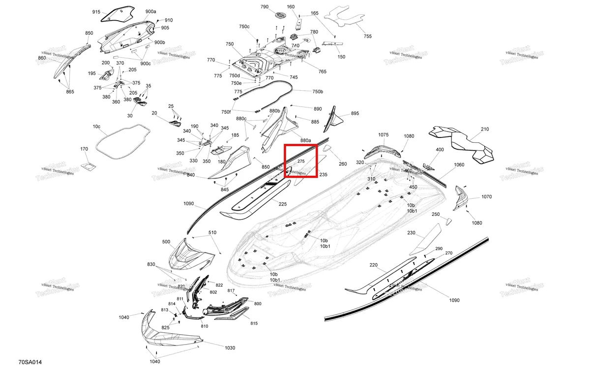 Деталь 291004469 на схеме узла 2021 Sea-Doo RXT X 300 Body - System