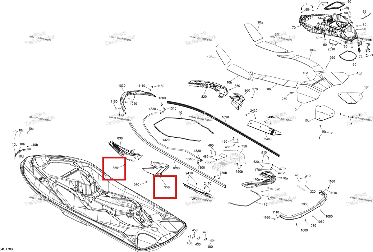 Деталь 291004535 на схеме узла 2017 Sea-Doo RXT Body - All Models