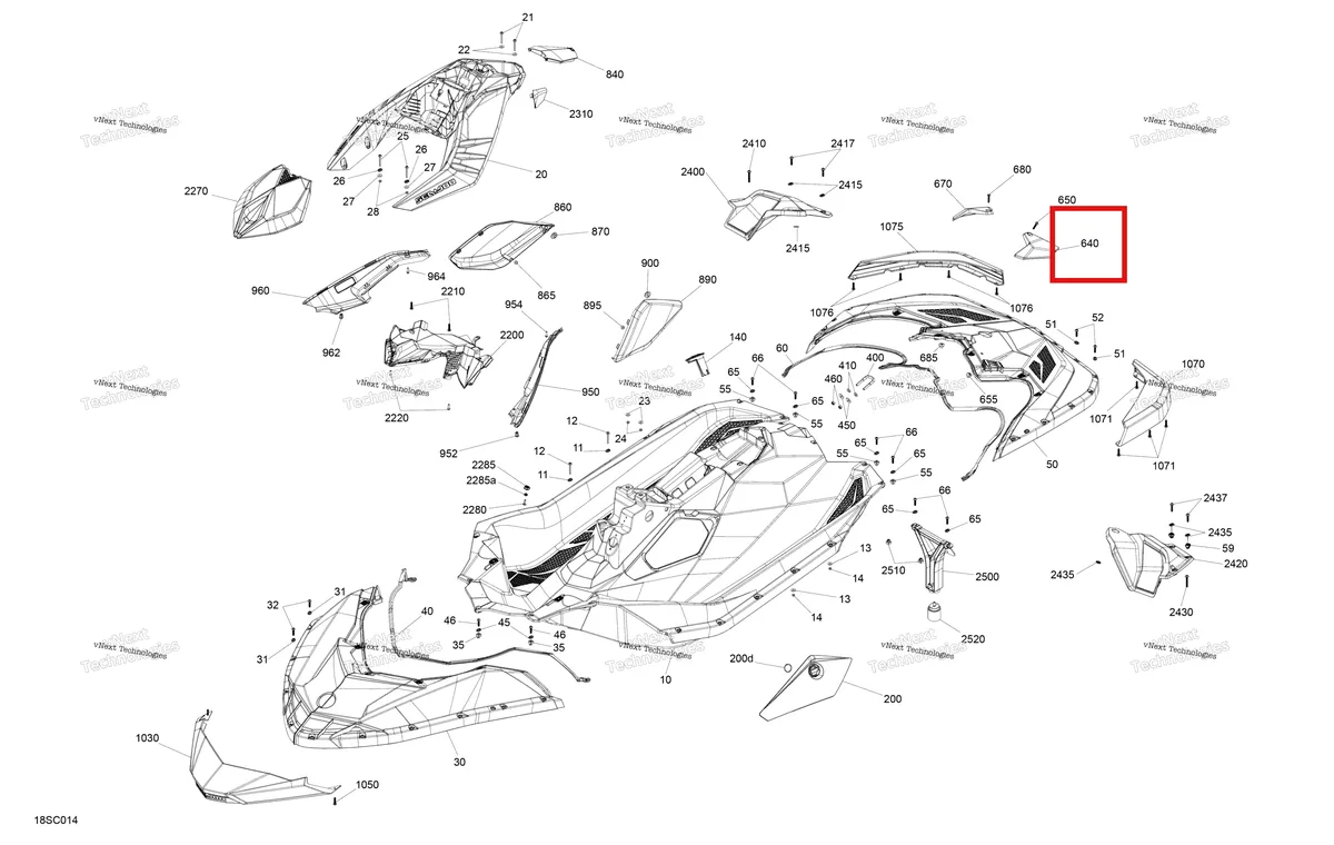 Схема применяемости: Чёрный задний опора левый Package Trixx Sea-Doo Spark 900 HO ACE (2018) (291004545)