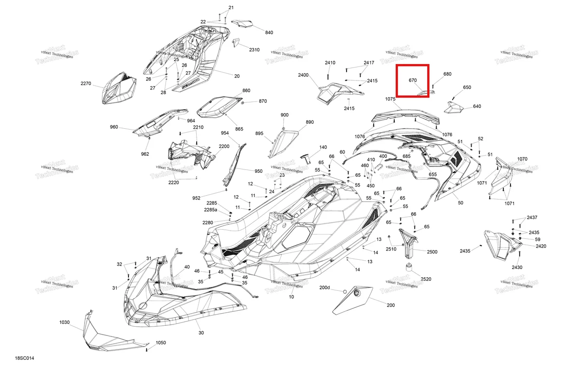 Схема применяемости: Чёрный правый задний опора Package Trixx Sea-Doo Spark 900 HO ACE (2018) (291004546)