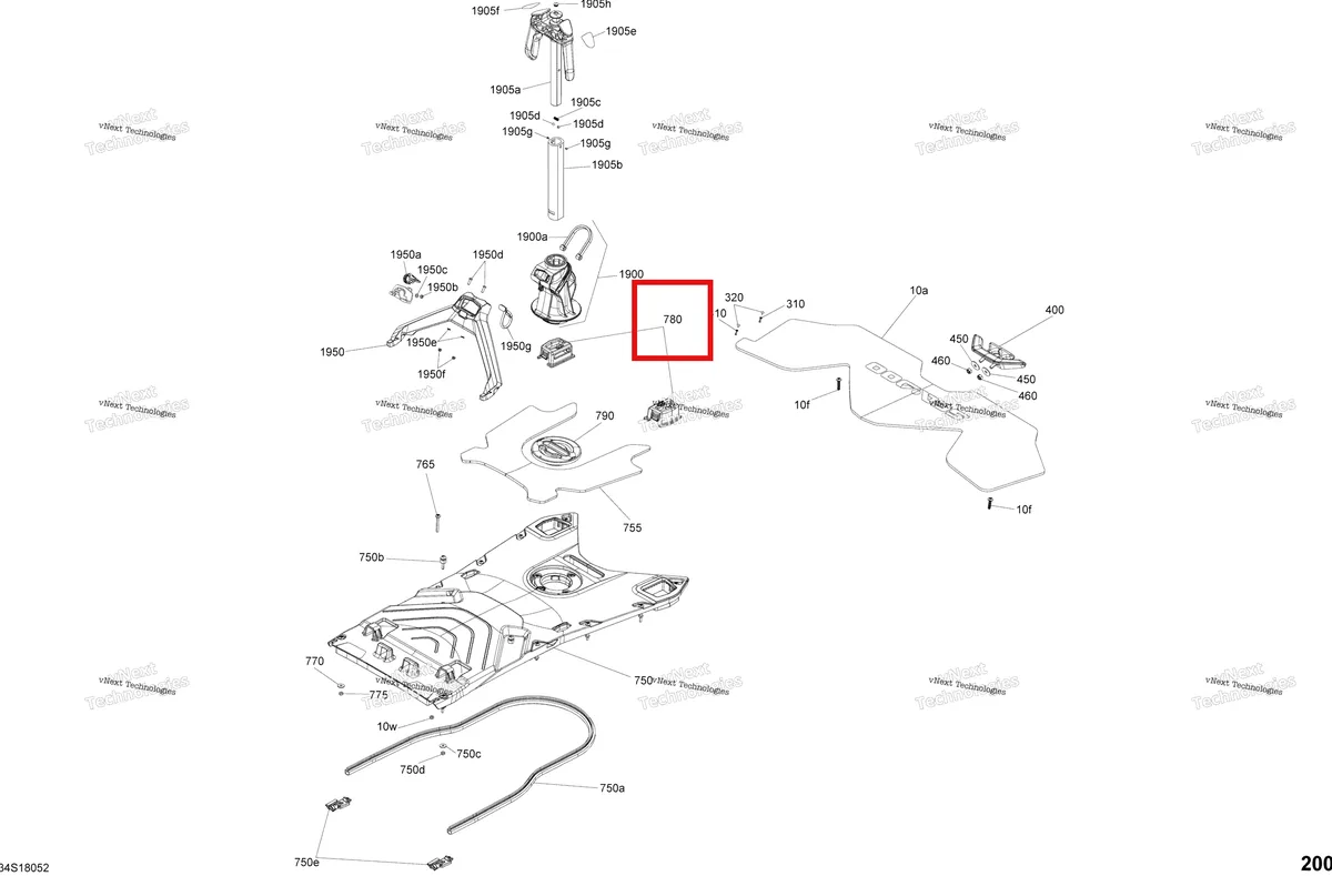 Деталь 291004549 на схеме узла 2018 Sea-Doo WAKE PRO 230 Body Rear Part - Wake Package Pro
