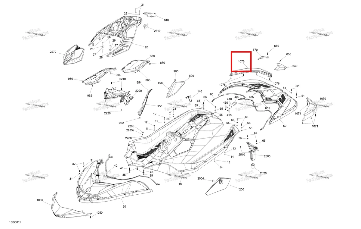 Схема применяемости: Чёрный правый задний бампер Sea-Doo Spark 900 ACE (2018) (291004569)