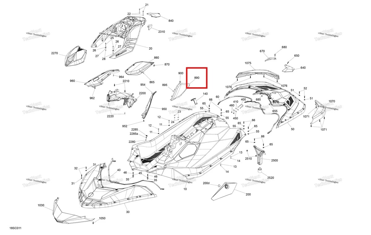 Деталь 291004570 на схеме узла 2023 Sea-Doo SPARK 60, 2022 Body - System