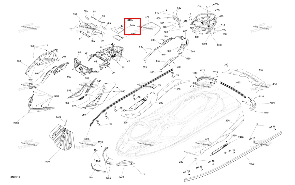 Деталь 291004579 (Глубокий чёрный Glove коробка дверь Sea-Doo RXP 300 (2018) (291004579)) на схеме узла 2020 Sea-Doo RXP 300 Body