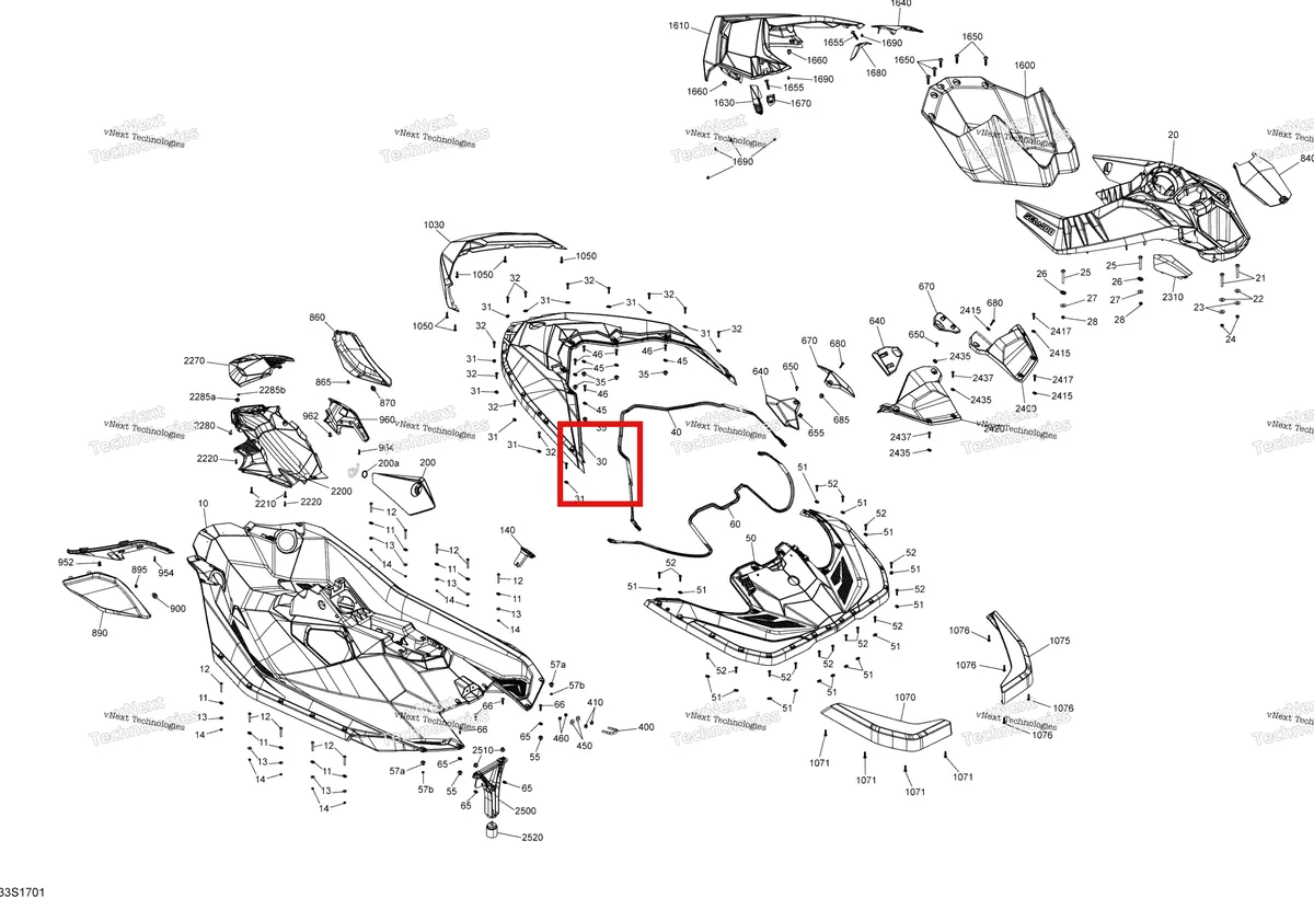 Деталь 291004583 на схеме узла 2017 Sea-Doo SPARK Body - All Models