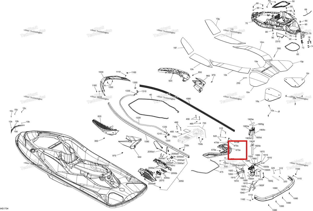 Деталь 291004623 на схеме узла 2017 Sea-Doo WAKE PRO Body - All Models