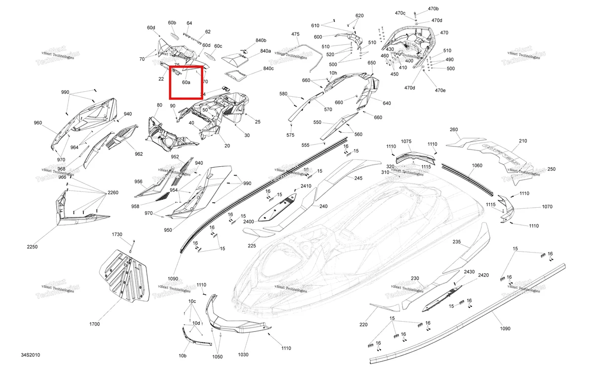 Деталь 291004657 (Глубокий чёрный указатель ободок Sea-Doo RXP 300 (2020) (291004657)) на схеме узла 2020 Sea-Doo RXP 300 Body