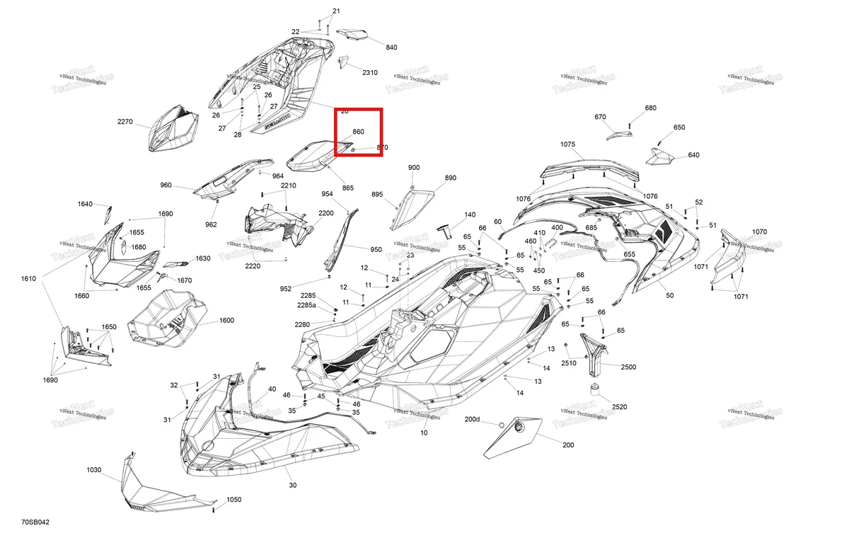 Схема применяемости: Reef синий правый Knee Pads Sea-Doo Spark 900 ACE (2018) (291004731)
