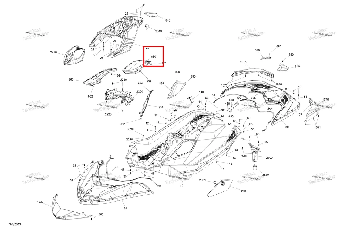 Схема применяемости: Gulfstream синий правый Knee Pads Sea-Doo Spark 900 ACE (2018) (291004733)