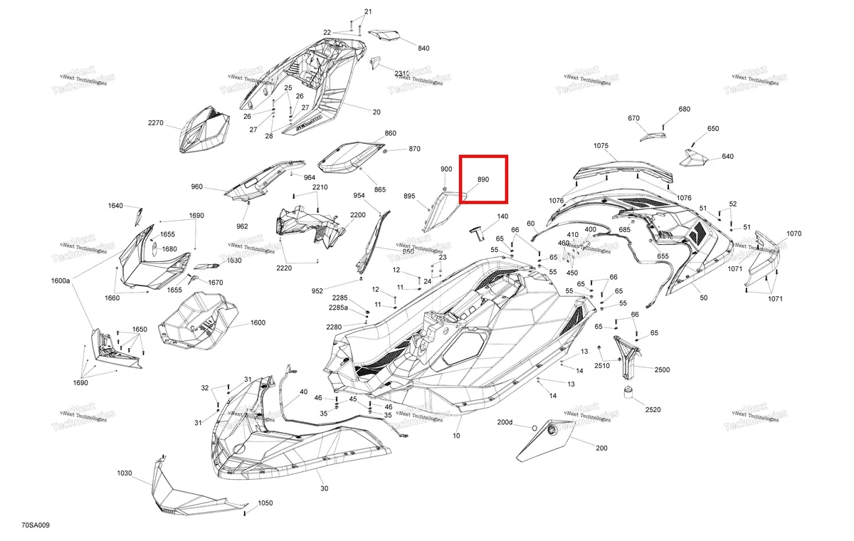 Деталь 291004736 на схеме узла 2021 Sea-Doo SPARK 900 HO ACE Body - System