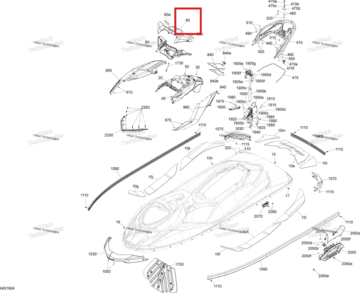 Деталь 291004747 на схеме узла 2019 Sea-Doo WAKE 155 Body