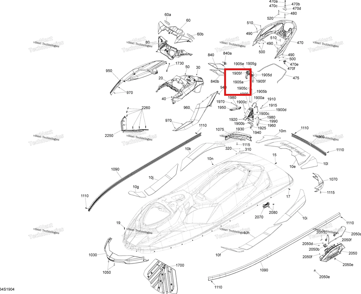 Деталь 291004766 на схеме узла 2019 Sea-Doo WAKE 155 Body