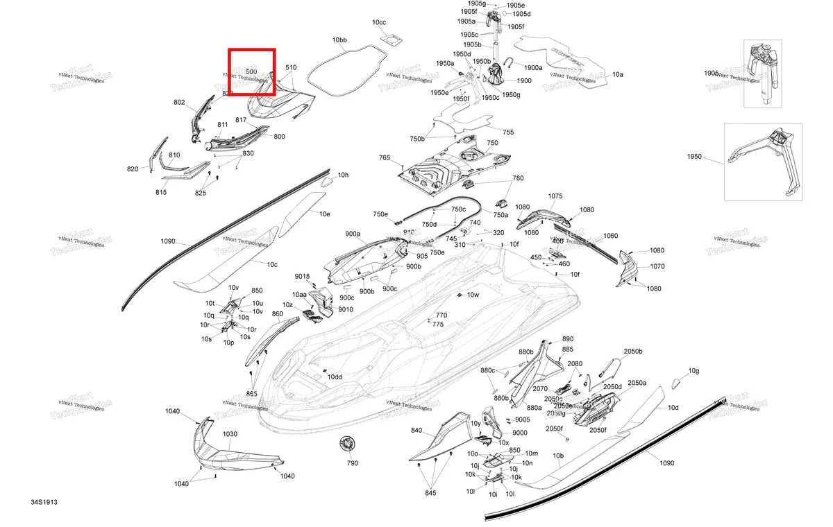 Деталь 291004793 на схеме узла 2019 Sea-Doo WAKE PRO 230 Body