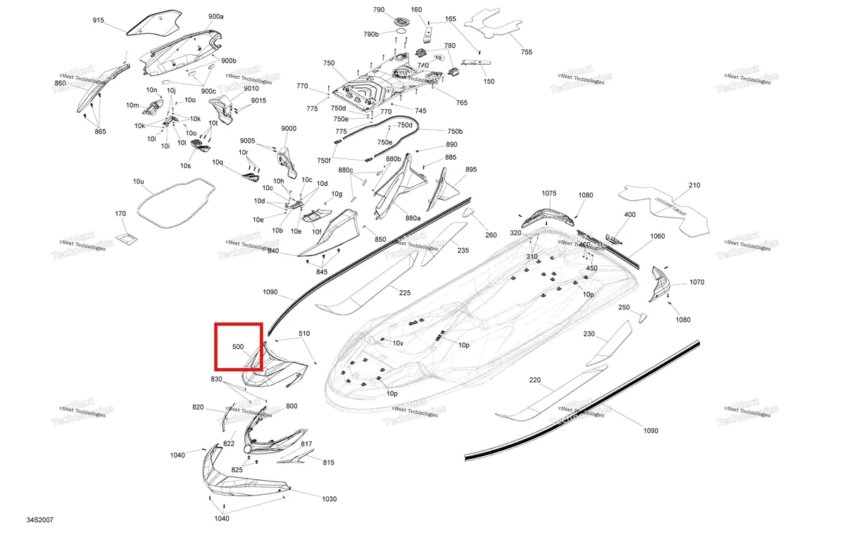 Деталь 291004794 на схеме узла 2020 Sea-Doo GTX 230 Body