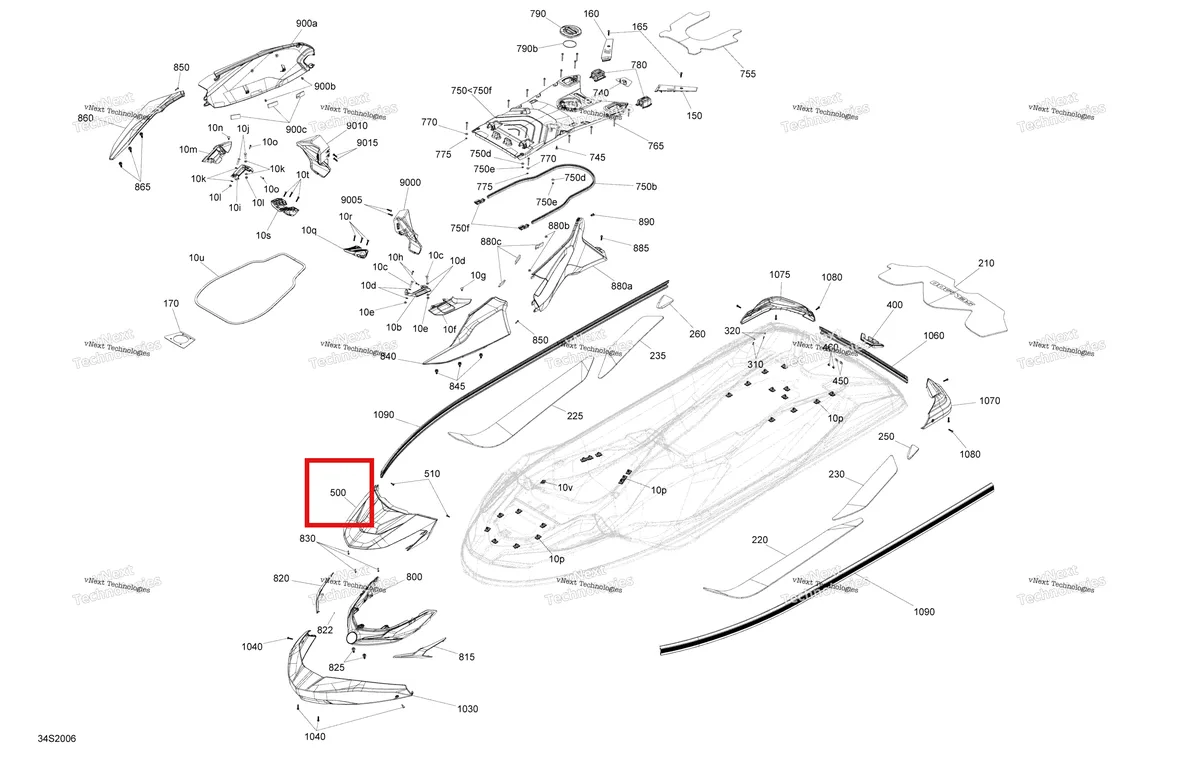 Деталь 291004795 на схеме узла 2020 Sea-Doo GTX 170 Body