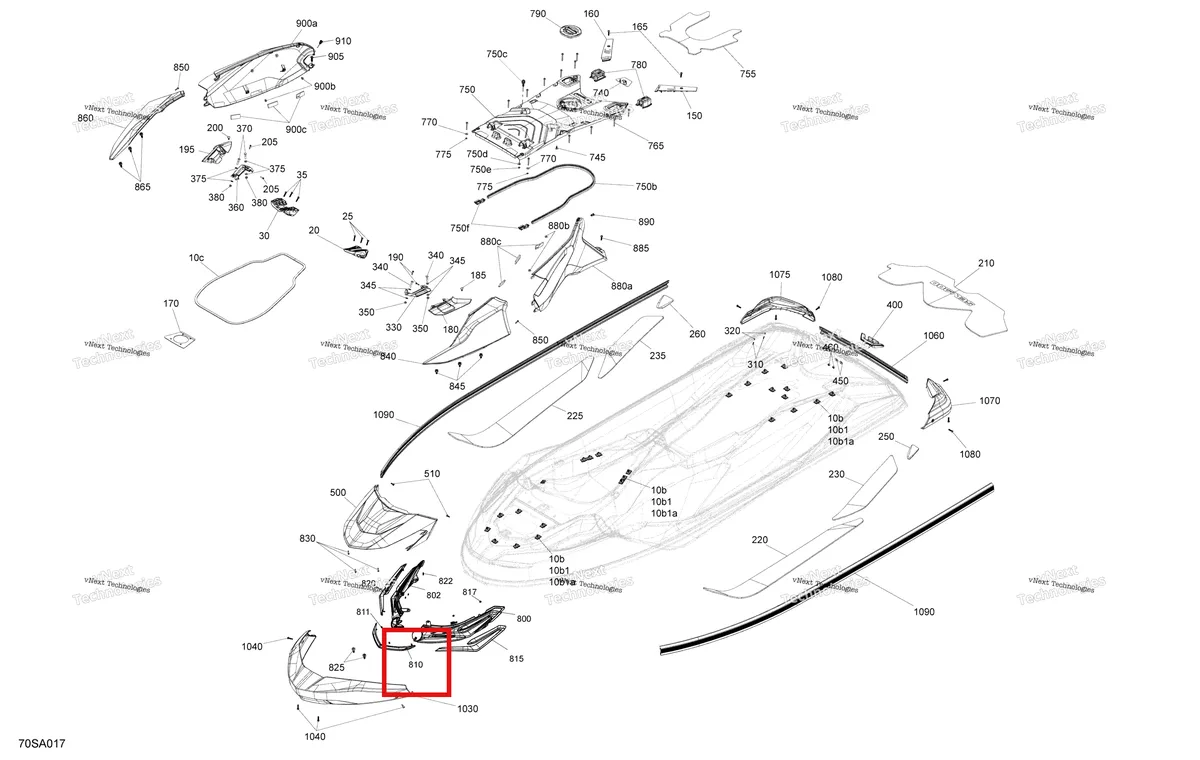 Деталь 291004814 на схеме узла 2021 Sea-Doo WAKE PRO 230 Body - System