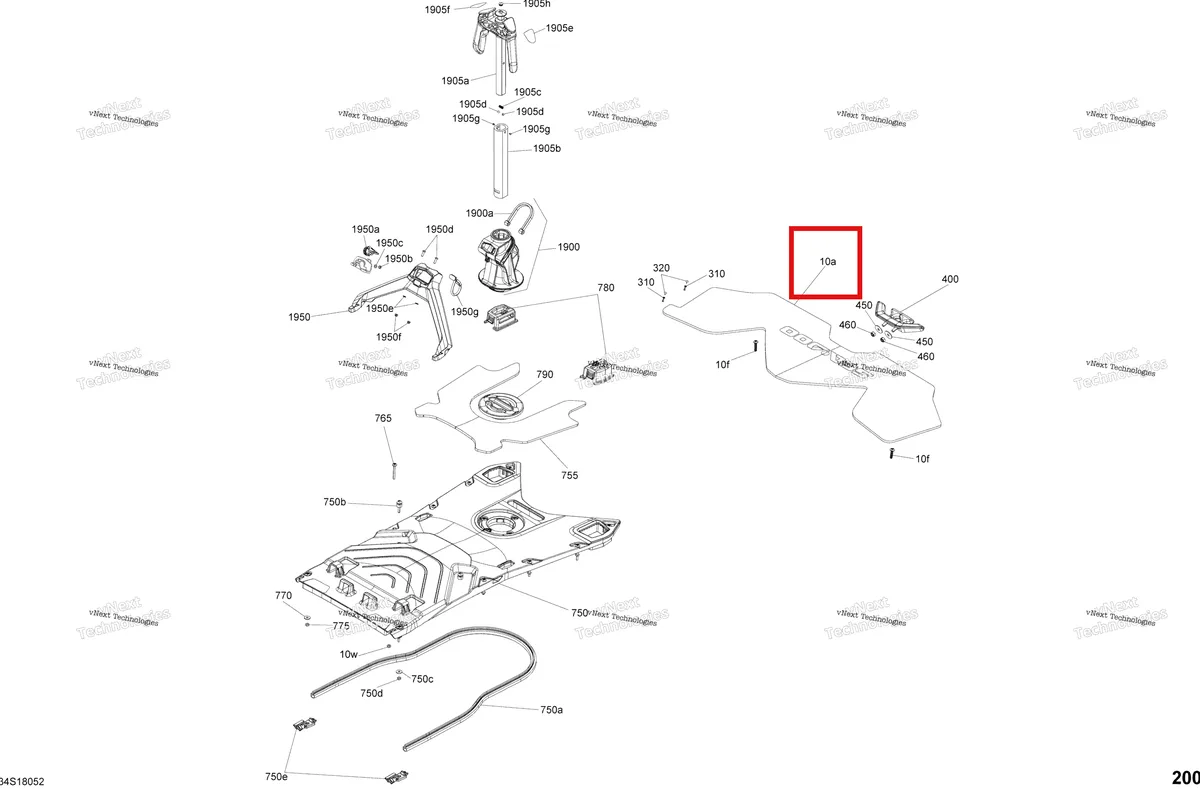 Деталь 291004825 на схеме узла 2018 Sea-Doo WAKE PRO 230 Body Rear Part - Wake Package Pro