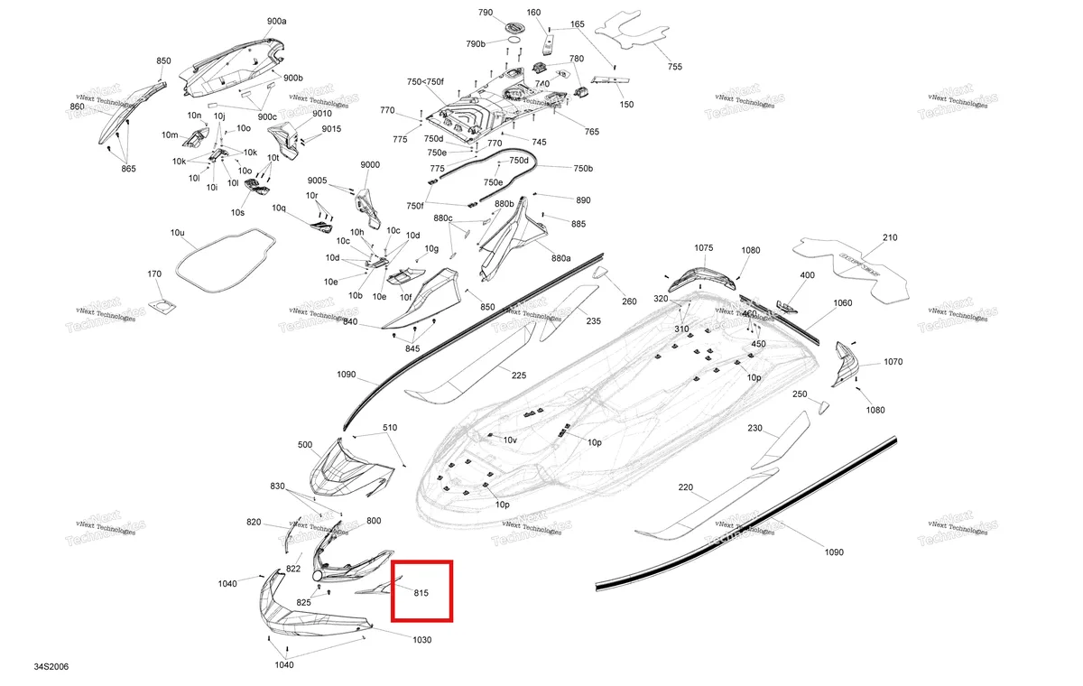 Деталь 291004832 на схеме узла 2020 Sea-Doo GTX 170 Body