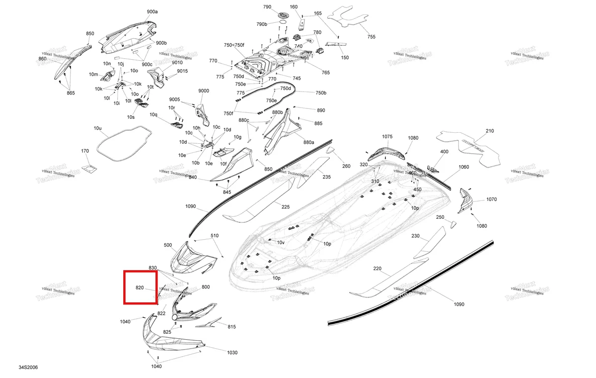 Деталь 291004833 на схеме узла 2020 Sea-Doo GTX 170 Body