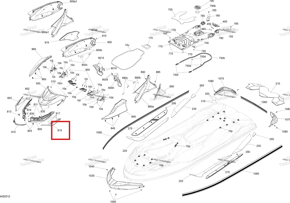 Деталь 291004834 на схеме узла 2020 Sea-Doo RXT 300 Body