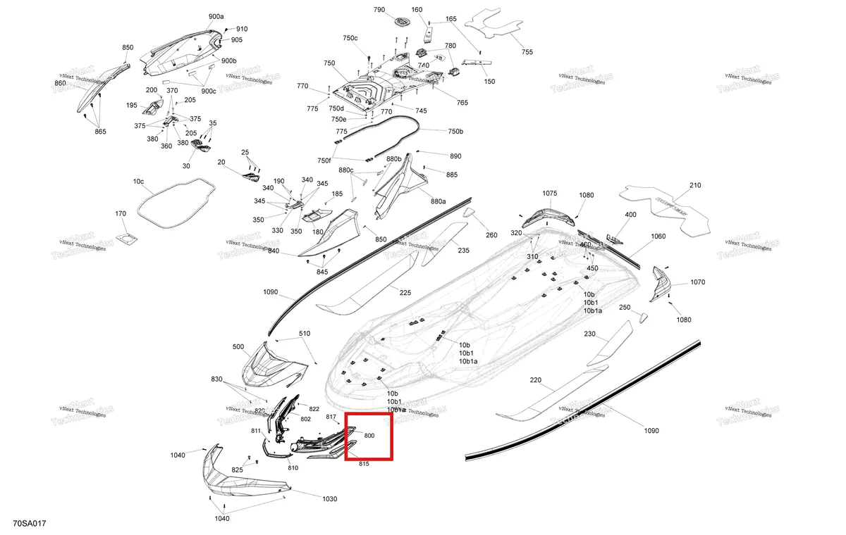 Деталь 291004942 на схеме узла 2021 Sea-Doo WAKE PRO 230 Body - System