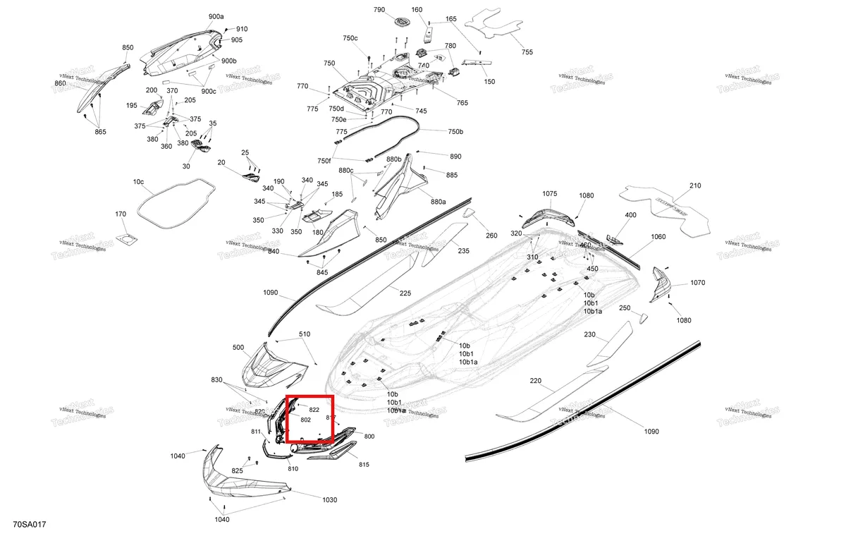Деталь 291004943 на схеме узла 2021 Sea-Doo WAKE PRO 230 Body - System