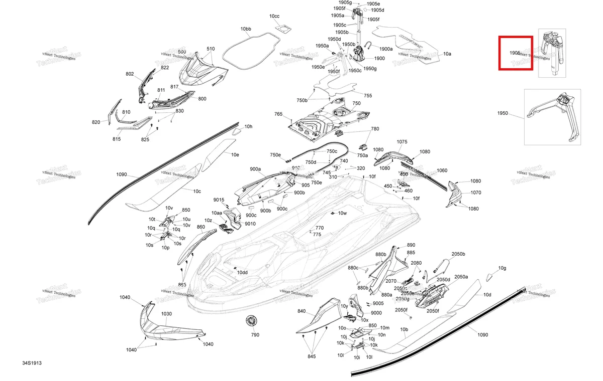 Деталь 291004947 на схеме узла 2019 Sea-Doo WAKE PRO 230 Body
