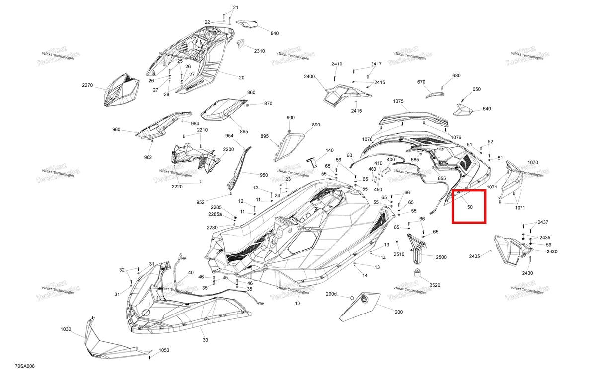 Деталь 291004979 на схеме узла 2021 Sea-Doo SPARK TRIXX Body - System