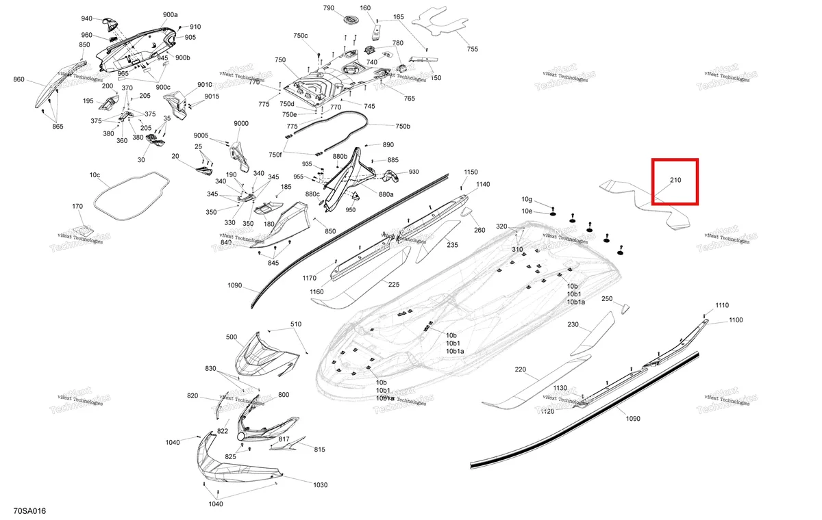 Деталь 291005019 на схеме узла 2021 Sea-Doo FISH PRO 170 Body - System