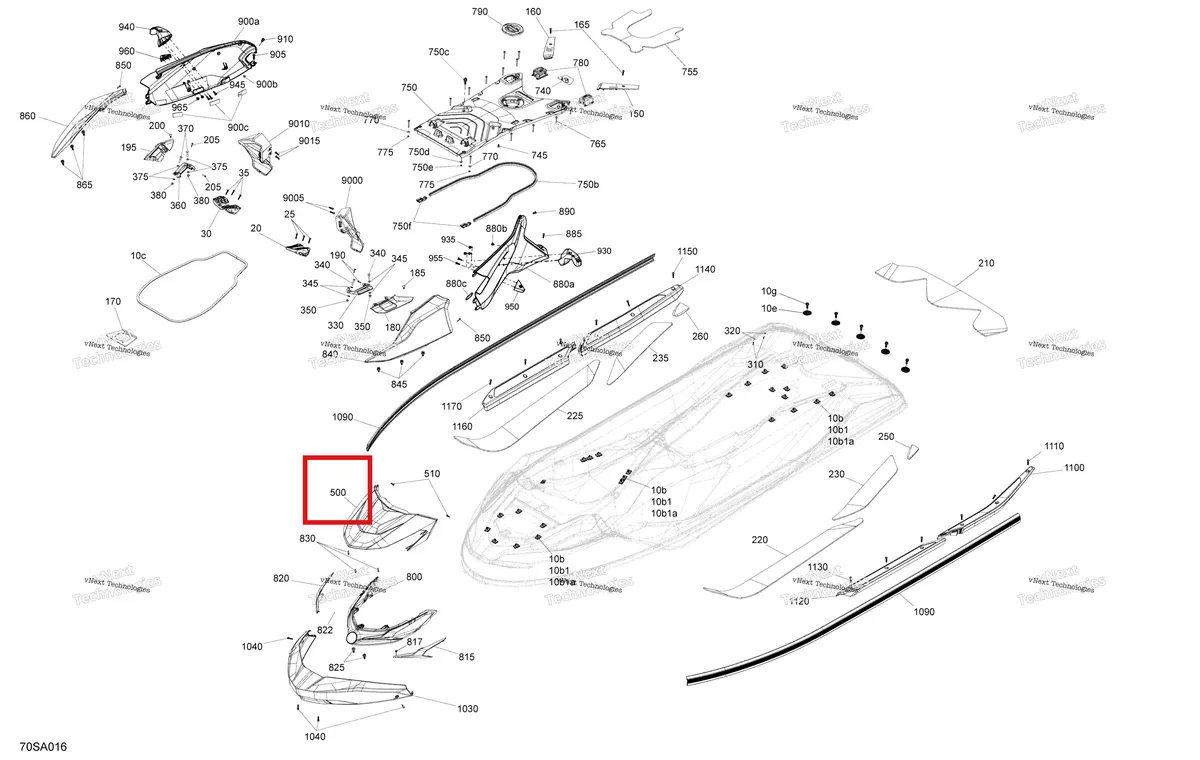 Деталь 291005023 на схеме узла 2021 Sea-Doo FISH PRO 170 Body - System